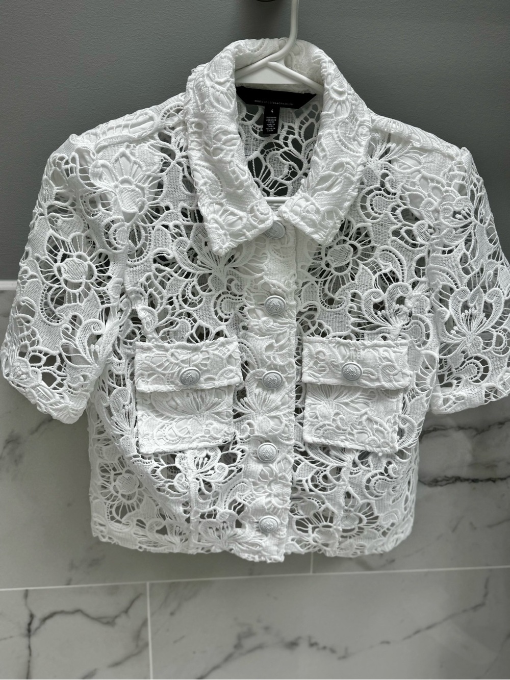 White House Black Market Lace Button up jacket - Picture 5 of 7